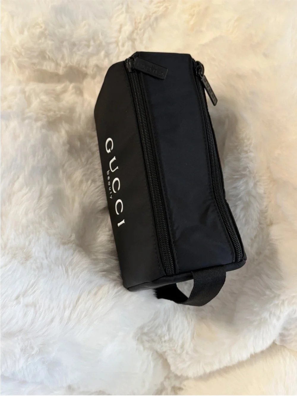 Gucci Black Beauty Toiletry Pouch with Logo 9”x4”x5”